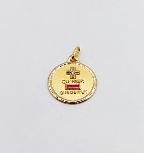 Pendentif AUGIS - Pendentif médaille d'amour or "+ qu'hier - que demain" maison - L'Intemporelle 58 Facettes J5010X0000