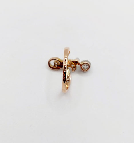 Bague 47 Bague duchesse antique en or rose 18k et platine, diamants taille rose 58 Facettes A06404