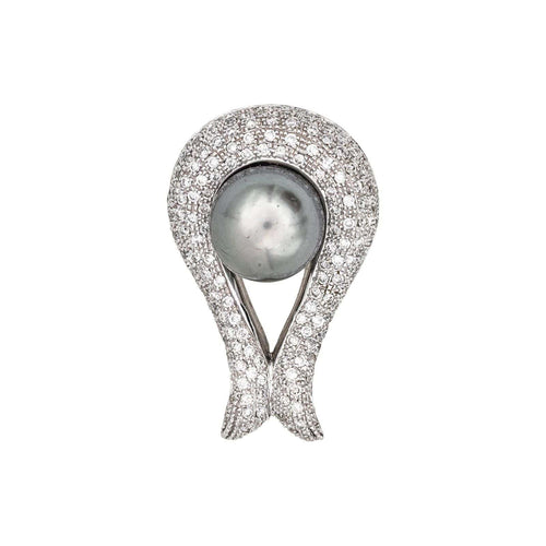 Pendentif Pendentif Or blanc Perle, Diamant 58 Facettes 4673557RV