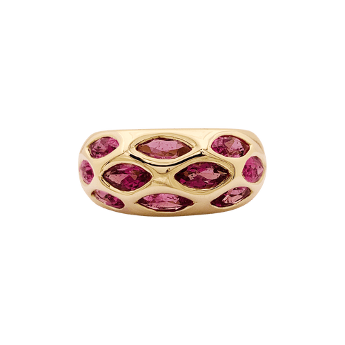 Bague 51 Bague jonc bombé, or jaune, tourmalines roses. 58 Facettes 34650