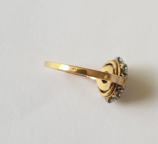 Bague 53 Bague pompadour or jaune 18k - Saphir et Diamants 58 Facettes