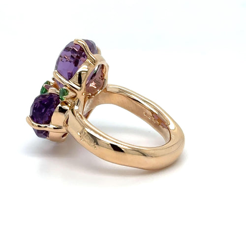 Bague 55 POMELLATO - BAGUE BAHIA OR ROSE - AMÉTHYSTES ET TSAVORITES 58 Facettes RÉF 1_0002311/2