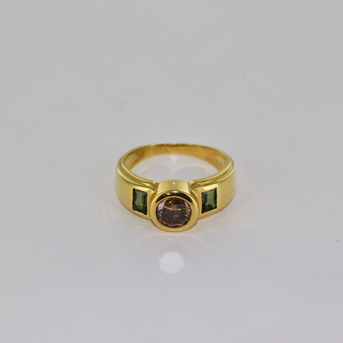 Bague 59 Solitaire diamant cognac et saphirs 58 Facettes