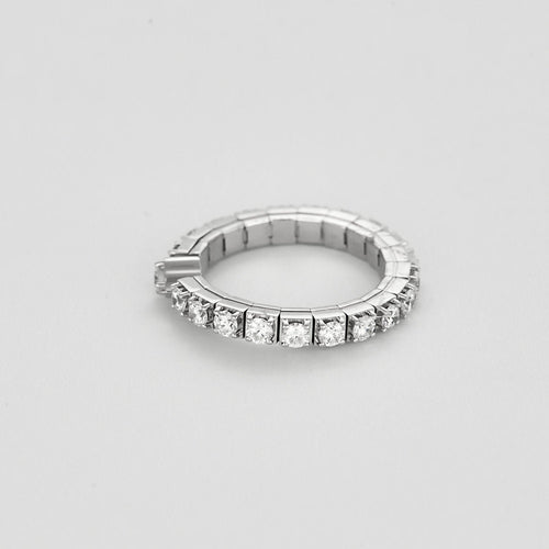 Bague 53 Bague souple en or blanc et diamants 58 Facettes JRW0021-53
