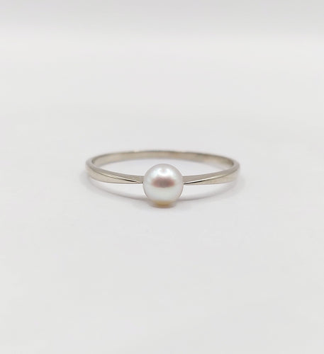 Bague 56.5 Bague Art Déco or blanc ornée d'une perle 58 Facettes A05394