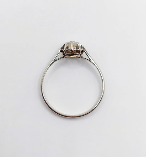 Bague 53 Bague solitaire Art Déco or blanc et platine, diamant taille ancienne 58 Facettes A05635