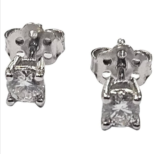 Boucles d'oreilles Boucles d'oreilles clous classiques avec diamant naturel, taille brillant, or blanc 58 Facettes Q406B