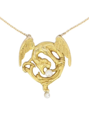 Collier Collier Art Nouveau Chimère or jaune perles 58 Facettes 1108.3