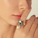 Ring 56 Romance Divine Ring in yellow gold, pearl and topaz 58 Facettes CHAT-ROM-RI-PBT
