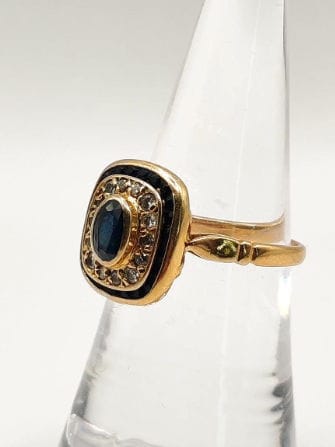 Bague 51.5 Bague Vintage style Art Déco or jaune, saphirs et diamants 58 Facettes