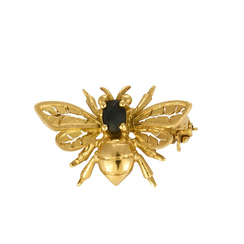 Broche Abeille en or jaune et saphir