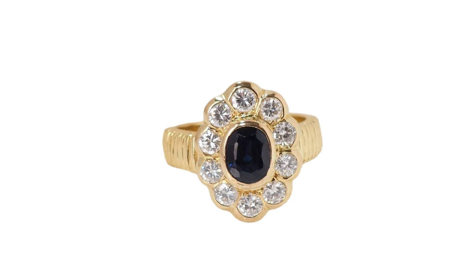 Bague saphir ovale et diamants