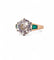 Bague 52 Solitaire ancien or jaune et platine, diamant et émeraudes 58 Facettes