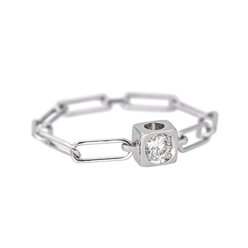 Bague 50 Dinh Van Bague Le Cube Or blanc Diamant 58 Facettes 4557321CN