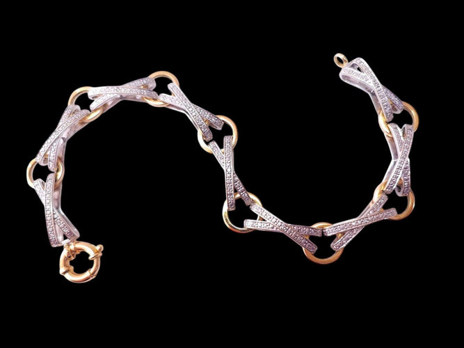 Bracelet Bracelet bicolore or blanc et or jaune 18K diamants 58 Facettes Brac.lien.DV.44