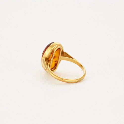 Bague 53.5 Bague or jaune et Ambre 58 Facettes