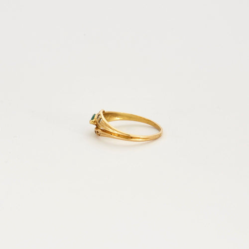 Bague 47.5 Bague or jaune moldavite quartz 58 Facettes LP687