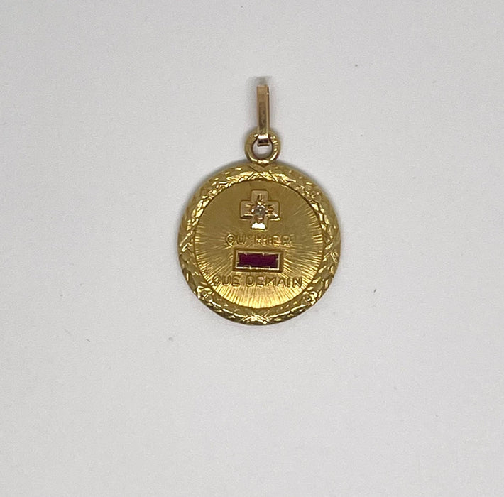 AUGIS - Pendentif or jaune diamant rubis