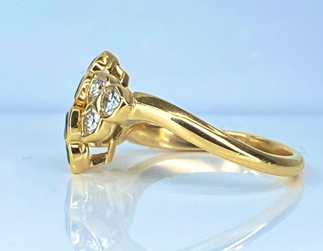 Mauboussin - Bague en or jaune 18 carats et saphirs et diamants