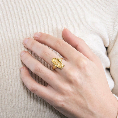 Bague 56.5 Bague Or Jaune Cartouche Egyptien 58 Facettes