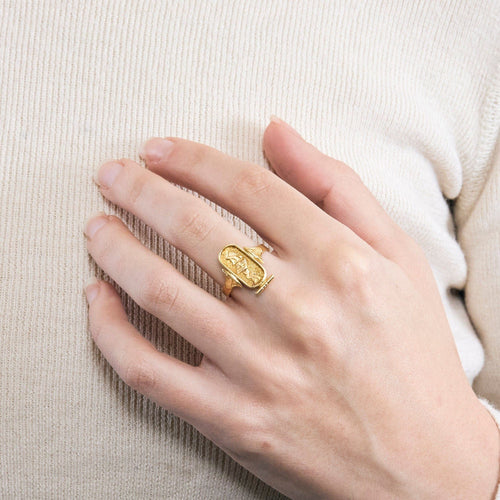 Bague 56.5 Bague Or Jaune Cartouche Egyptien 58 Facettes