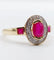 Bague 55 Bague pompadour vintage or jaune, rubis, diamants et de rubis carrés 58 Facettes A05077