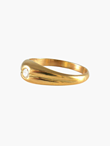Bague 61 CHEVALIERE OR JAUNE AVEC DIAMANT 58 Facettes