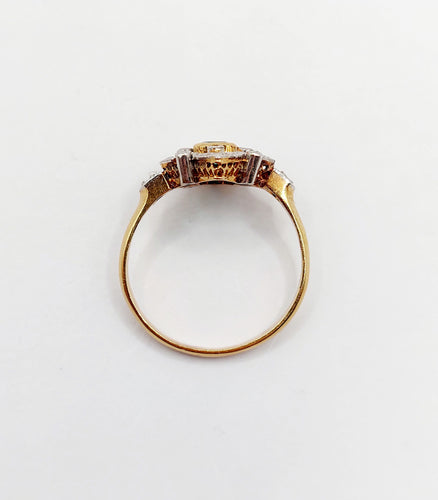 Bague 59.5 Epner - Bague marquise en or 18k et platine, pierre verte et diamants 58 Facettes A06589