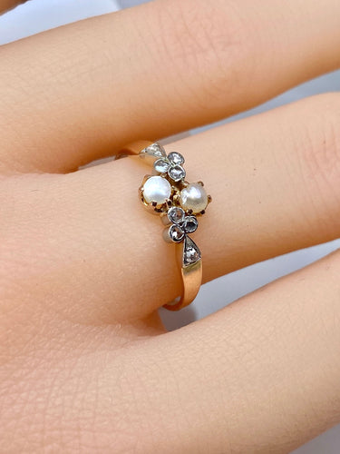 Bague or perles diamants vers 1900