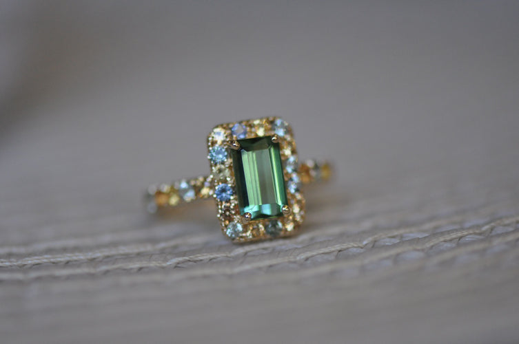 Bague 53.5 bague tourmaline et saphir fantaisie 58 Facettes