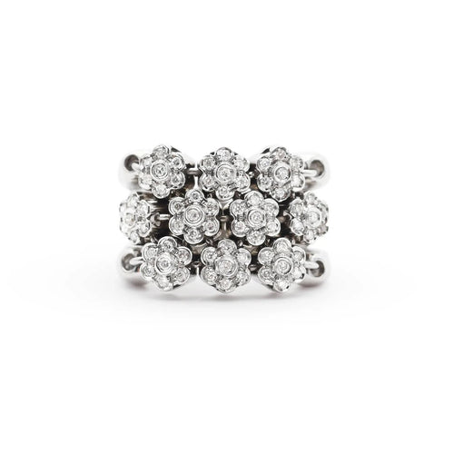 Bague Bague en maille souple en or blanc sertie de diamants (0,70 carat) 58 Facettes 17329