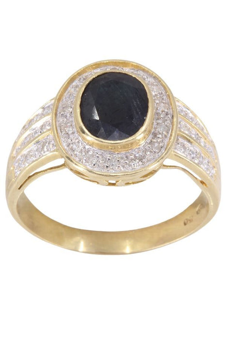 Bague 2 ors, saphir, diamants