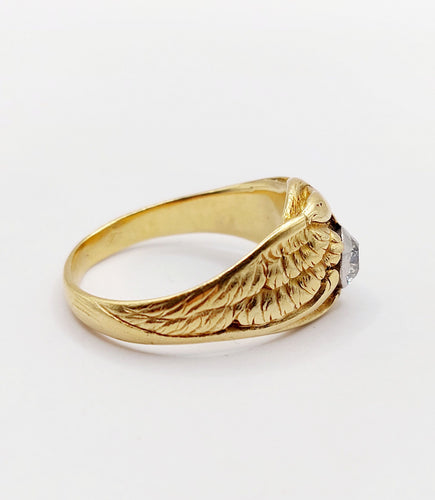 Bague 62.5 Bague chevalière chimère en or 18k et platine avec diamant taille ancienne 58 Facettes A06450