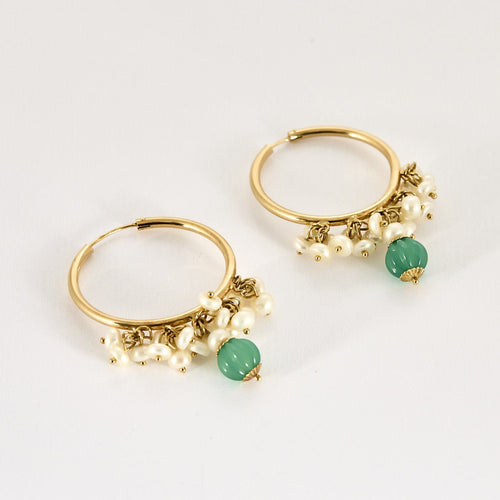 Boucles d'oreilles Boucles d'oreilles en or jaune et Chrysoprases 58 Facettes PER0470