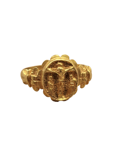 Bague 61 Bague chevalière en or jaune de la fin du XIXe siècle, thème Jésus 58 Facettes