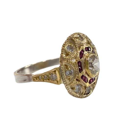 Bague BAGUE DE STYLE ART DÉCO AVEC DIAMANTS ET RUBIS 58 Facettes Q269B