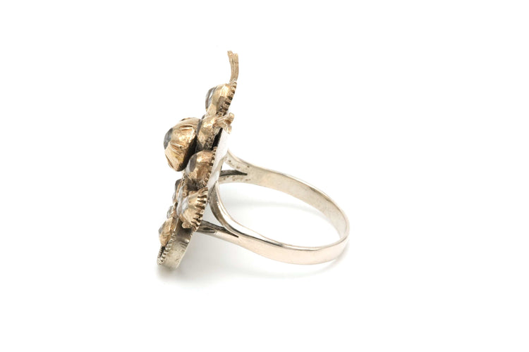 Bague 56 Bague Napoléon III en or jaune et argent sertie de diamants 58 Facettes B516