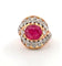 Anello in oro giallo con rubino cabochon e diamanti 58 Facettes