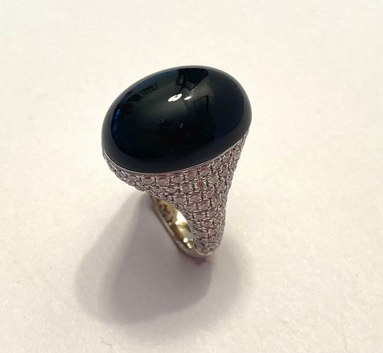 Chantecler - Bague Cherie en or blanc 18 carats, onyx et diamants