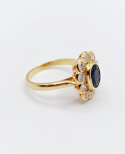 Bague 58 Bague marguerite art déco or saphir et diamants 58 Facettes A03969