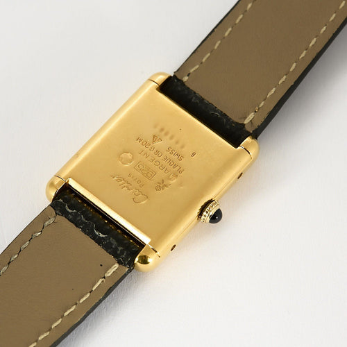 Montre Montre Cartier Modèle Tank Must en argent plaqué or cadran laqué bleu dit Lapis 58 Facettes