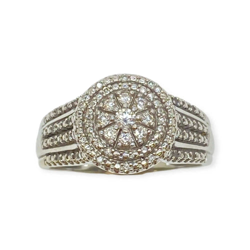 Bague 54 Bague or blanc pavage de diamants 58 Facettes 330082973