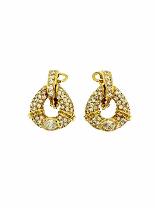 Boucles d'oreilles or jaune avec diamants naturels de 2,50 carats certifiés HRD