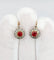 Boucles d'oreilles Dormeuses marguerite antique or rose pierre rouge et diamants 58 Facettes A00730
