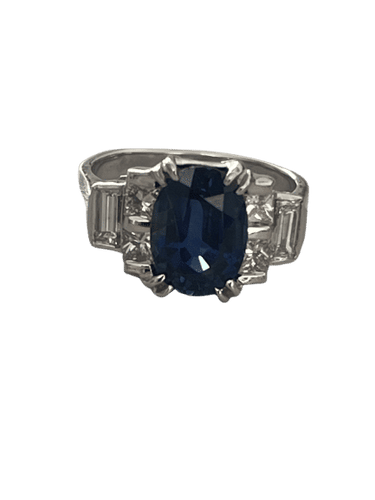 Bague 51 Bague Or Gris Saphir Certifié Diamants 58 Facettes LOT 6396