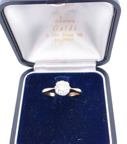 Bague 57 Bague 2059 M en or jaune 18 carats et platine avec diamant solitaire 58 Facettes