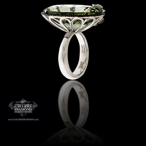 Bague 54 Bague or blanc, améthyste verte, diamants naturels 58 Facettes AG-2X21013