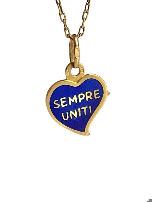 Pendentif Pendentif cœur en or jaune 18k et émail guilloché bleu 58 Facettes