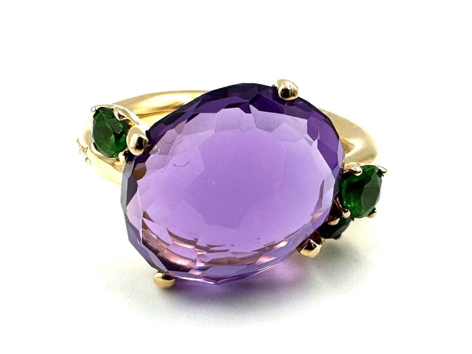 Bague 52 POMELLATO. Bague "Bahia" or jaune, améthyste et tsavorite 58 Facettes