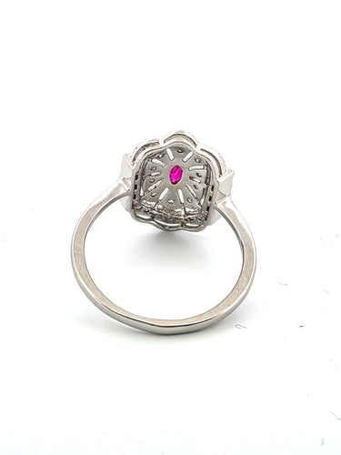 Bague 60 Bague - Bague en platine avec rubis et diamants 58 Facettes